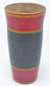 Antique Wooden Drinking Cup Glass Original Old Hand Carved Lacquer Painted - Picture 1 of 7