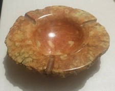 Vintage alabastro Hand Carved marmo posacenere red orange Alabaster Ashtray It
