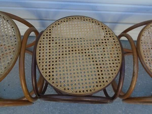 HOLD 3 Bentwood Thonet Pair Stools Side End Table Cane Regency Mid century MCM - Picture 1 of 16