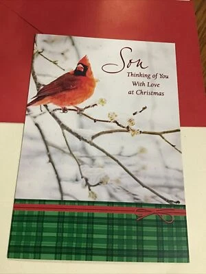 Merry Christmas Son With Love Large 5.5” x 8” Hallmark Greeting Card Thoughtful