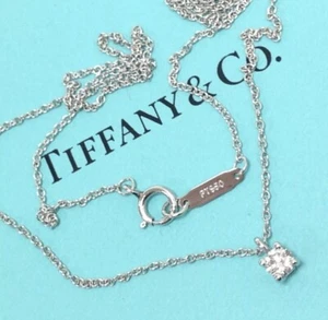 ❄❄ TIFFANY & CO AUTHENTIQUE RAS À COU DIAMANT SOLITAIRE PLATINE 950 KDO NOEL ❄❄ - Imagen 1 de 5
