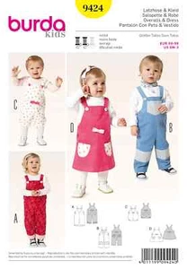 Burda 9424 Toddler Overall and Dress Sewing pattern sizes 6 months to 3 years - Picture 1 of 4