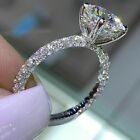 2.79 Tcw Round Cut White Moissanite Engagement Ring In 14K White Gold Plated