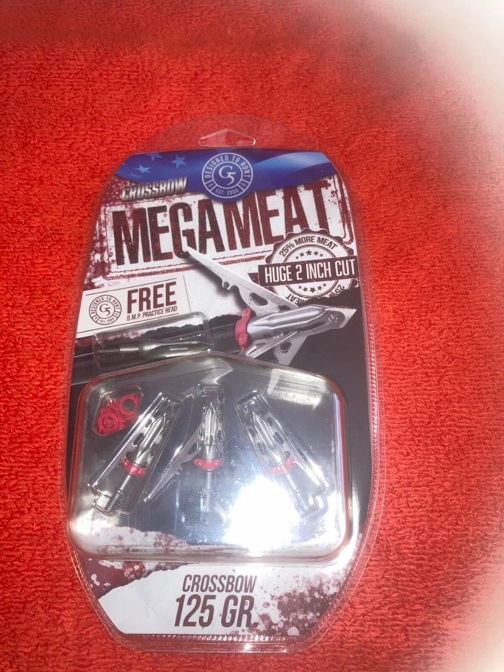 G5 MegaMeat 3Pk, 3 Hojas, 125gr, Ballesta Mecánica Cabeza Ancha *ENORME CORTE DE 2 PULGADAS* Foto 1 de 2