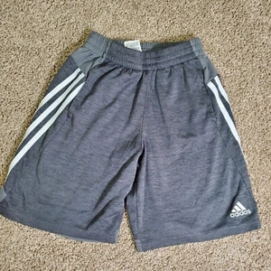 Adidas Gray White Boys Athletic Basketball Short Medium 10/12 Summer Active . - Picture 1 of 6