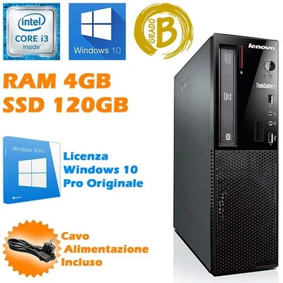 PC COMPUTER FISSO DESKTOP LENOVO EDGE 72 I3 3220 4GB SSD 120GB WINDOWS 10 PRO - Imagen 1 de 4
