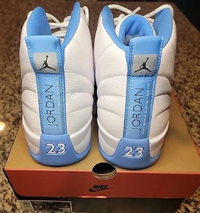 Nike Air Jordan 12 Retro Melo Herren Größe 13 Weiß University Blue Carolina Blue - Bild 1 von 9