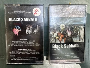 Black Sabbath - Paranoid, Heaven & Hell "TWO ON ONE" & Live Evil Cassette Tapes - Picture 1 of 3