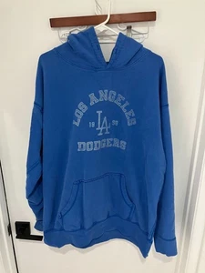 Wright + Ditson Men's Raw Hem Dodgers Hoodie, Blue, X-Large - Picture 1 of 3