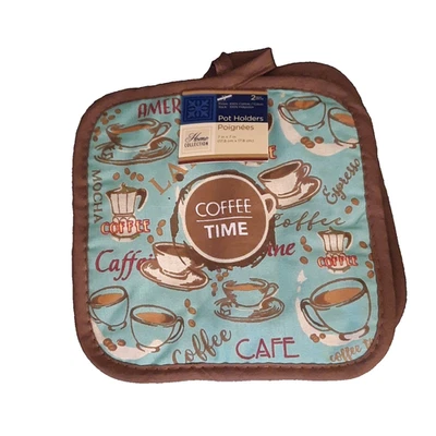 Juego de 2 soportes para olla para café - Decoración de cocina verde marrón por colecciones para el hogar Foto 1 de 3