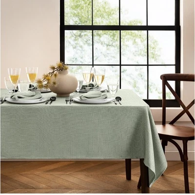 Elrene Laurel Solid Texture Water and Stain Resistant Tablecloth 60x120- Sage - Image 1 of 4