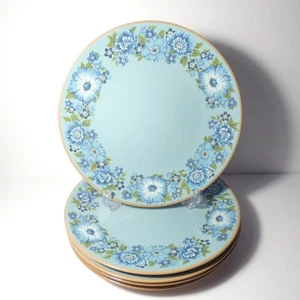 Taylor Smith & Taylor Co. Azura Blue Floral 10.5" Dinner Plates - Set of 5 - Picture 1 of 17