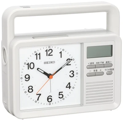 Seiko Clock KR885N, Analog Alarm Clock with Hand-Crank Charging, Radio, LED - Image 1 of 4