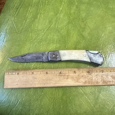 Vintage 1960’s Alaska Made  Damascus Steel  Single Clip Point Lockback Knife - Image 1 of 4