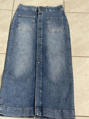 Anthropologie Pilcro Blue Denim Skirt Maxi Length Straight Size 10 - Image 1 of 4