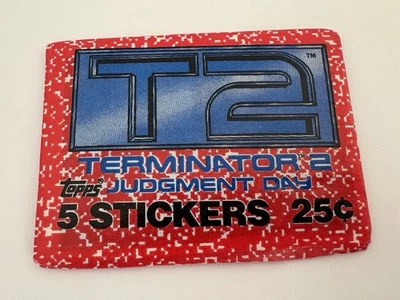 Terminator 2: Judgment Day Wax Pack Stickers Of 5 Sealed Topps Trading Cards - Image 1 of 2