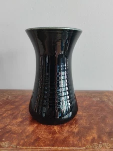 Mid Century Glossy Black Handmade Ceramic Bud Vase Signed "Knights Tintagel" - Picture 1 of 4