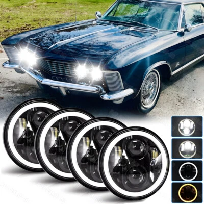 Faros LED redondos Halo DRL aptos para Buick Riviera 1963-1974 4 piezas 5 3/4" 5,75 pulgadas Foto 1 de 4