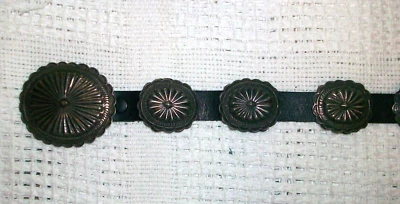 签名 AM 古董复古纯银康乔皮革腰带西美 — 第 1/4 张图片