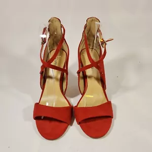 Call It Spring Women's Shoes Red Ankle Strap Sandal High Heels Size 8.5 - Picture 1 of 9