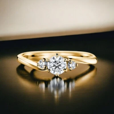 Anillo Oro Diamante Certificado Cultivado en Laboratorio 0.70 Ct 14K Amarillo Corte Redondo Talla 4 5 6 7 Foto 1 de 4