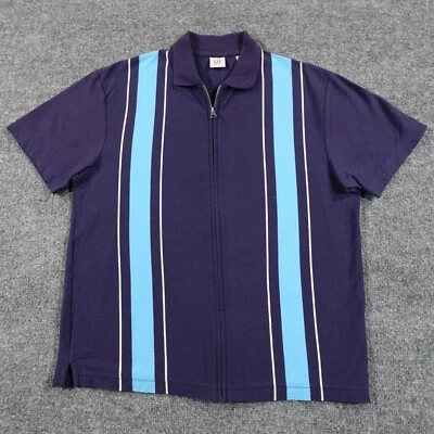 VTG Gap Shirt Men M Blue 90s Full Zip Collar Retro Bowler Rockabilly Y2k 13520 - Image 1 of 4