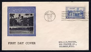 USA 1937 FDC Cover. Army Issue. Westpoint Military Academy - Picture 1 of 2