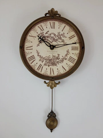 Vintage French Style Jean Henri Marchand Paris Pendulum Wall Clock By Timeworks Cover