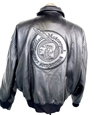 Chaqueta de bombardero Indian Motorcycle Café de cuero de vaca negra abrigo de equitación para hombre talla XL Foto 1 de 4