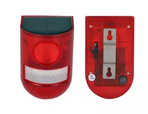 Solar-Powered Outdoor Indoor Alarm With Loud Siren Sound Red Strobe Light - Picture 1 of 11
