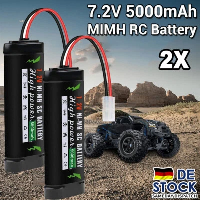 2 Stücke 5000mAh Wiederaufladbar Akku 7,2V Ni-MH Pack RC-Akku Tamiya-2P Stecker - Bild 1 von 4
