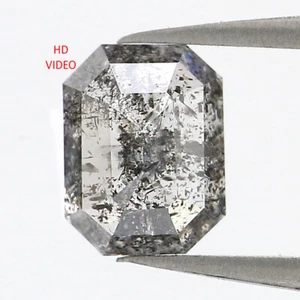 0.75 CT Natural Loose Emerald Cut Diamond 5.95 MM Salt And Pepper Diamond QL1100 - Picture 1 of 8