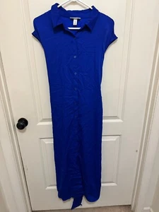 Cushnie Women's Blue Button Down Sleeveless Collared Maxi Dress Size L - Picture 1 of 3