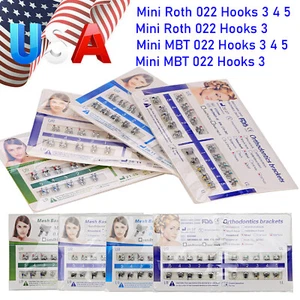 1-10Packs Dental Orthodontic Brackets Braces Mini MBT/Roth 022 Hooks 3 4 5 Metal - Picture 1 of 9