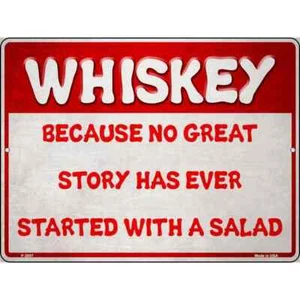 Letrero de estacionamiento de metal Whiskey and a Great Story 12"x 18" para puerta de pared de hogar garaje - Imagen 1 de 1