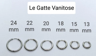 Coppia orecchini cerchietti uomo  acciaio inox piccoli e grandi a lobo. 2 pz - Immagine 1 di 3