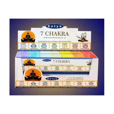 Palitos de incienso premium Satya 7 chakra 15 g x 12 cajas = 180 g envío gratuito Foto 1 de 4