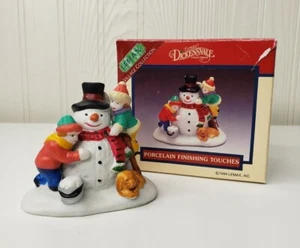 VTG 1994 LEMAX CHRISTMAS VILLAGE PORCELAIN FINISHING TOUCHES SNOWMAN KIDS w/BOX - Picture 1 of 1