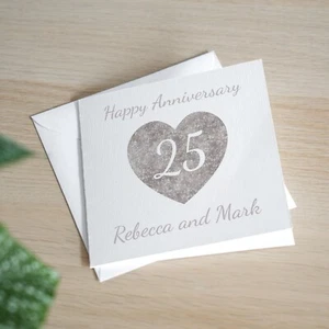 Tarjeta personalizada 25 aniversario esposa plata boda aniversario tarjeta marido - Imagen 1 de 3