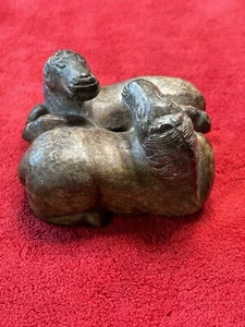 Vintage Chinese Nephrite Hetian Jade Prone Horses - Picture 1 of 7