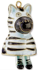 Kubla Crafts Cloisonne Colorful Zebra Bell Ornament Set of 2 New In Box - Picture 1 of 1