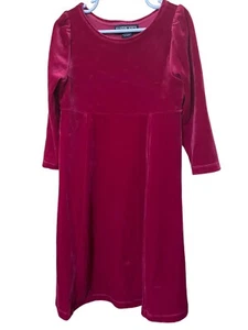 Land’s End Red Velvet Velour Dress Girls Size 5 Holiday Dress - Picture 1 of 6
