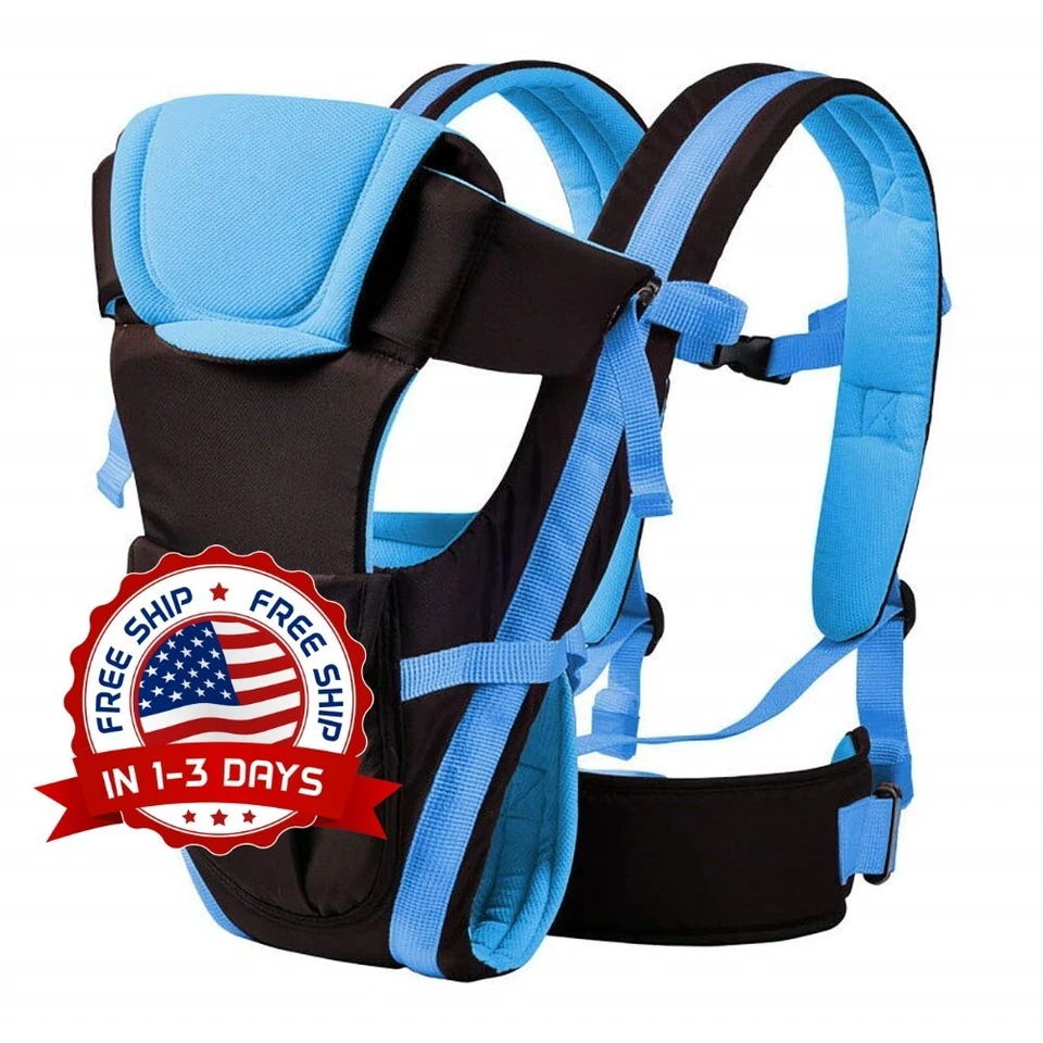 Cargador De Bebes Mochila Fular Portabebes Cangurera Seguro Ergonómico Azul NEW. Foto 1 de 4