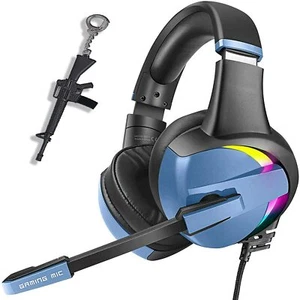 Over-Ear Gaming Headset w/ Surround Sound, RGB Rainbow Light Wire Headphones - Picture 1 of 7