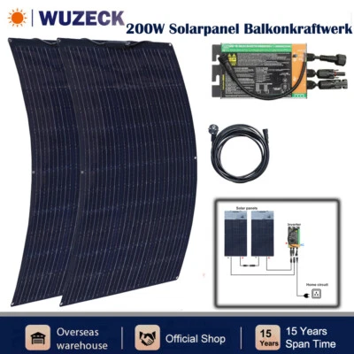 300W Mikro-Wechselrichter & 200 Watt Flexible Solarpanel Balkonkraftwerk PV Mono - Bild 1 von 4