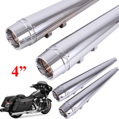 Tubos silenciadores de escape dobles megáfono de 4" para Harley Road King Electra 1995-2016 Foto 1 de 4