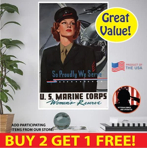 WW2 Women Marines Res. POSTER/MULTI. FORMATS/PAPER/CANVAS/VINYL/POSTCARD/STICKER - Picture 1 of 19