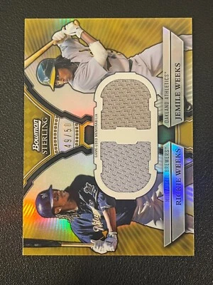 Rickie Weeks Jemile Weeks 2011 Bowman Sterling Dual Relic Gold /50 DRB-WW - Image 1 of 2