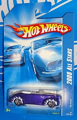Hot Wheels 2008 серия All Stars No69 '40 Ford кабриолет Mtflk фиолетовый с 5SPs - Изображение 1 из 2
