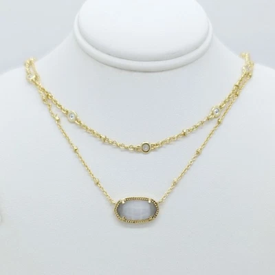 Kendra Scott Elisa Gold Crystal Multi Strand Necklace in Slate Cat's Eye Stone - image 1 of 4
